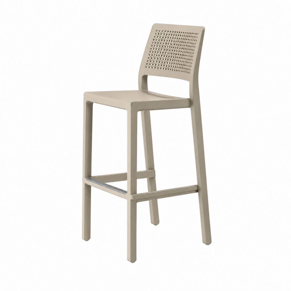 Barhocker mit Rückenlehne Beige Polypropylen 45 x 53 x 105 cm Sitzhöhe 75 cm