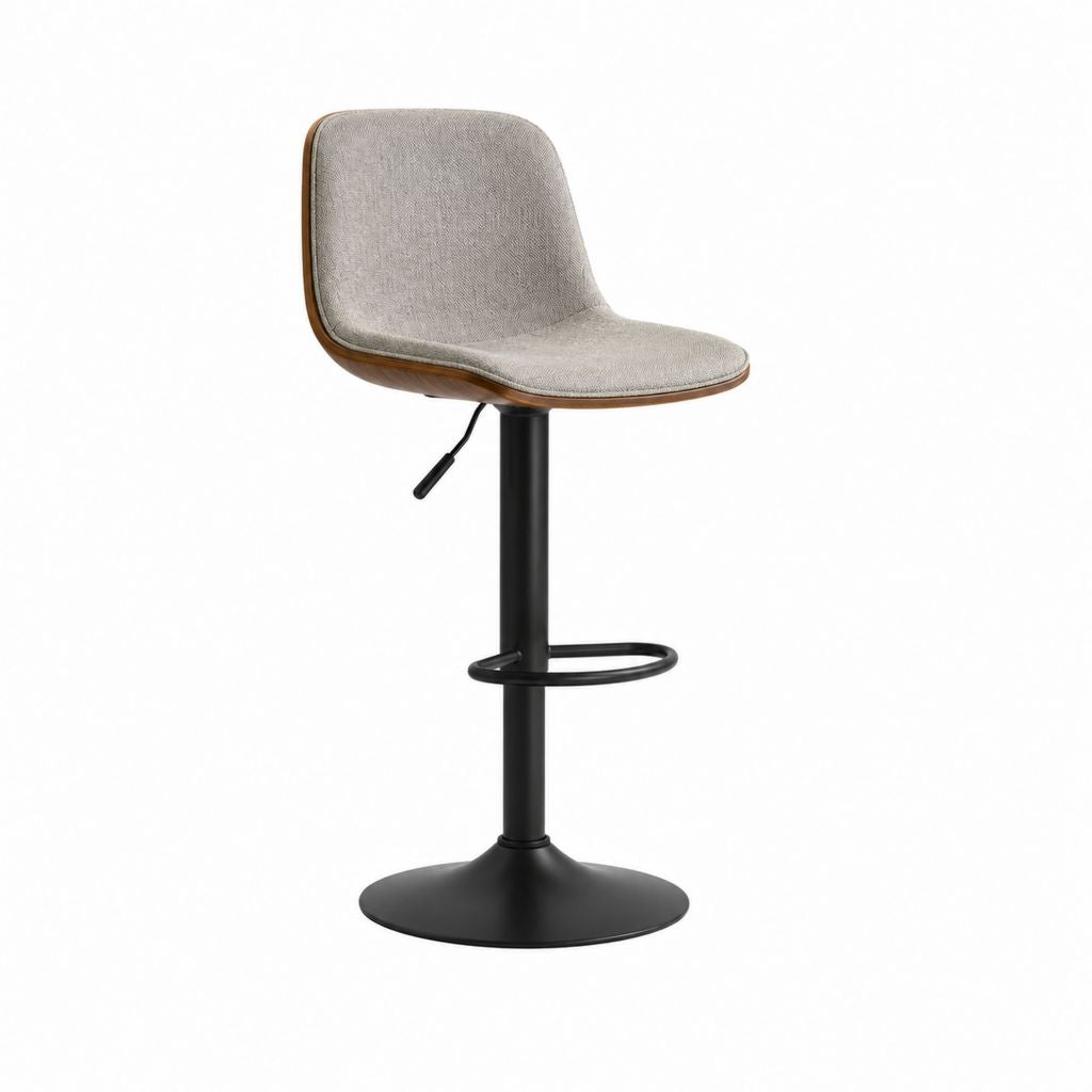 Barhocker Grau mit Polyesterbezug Sperrholzschale und Stahlgestell höhenverstellbar 49 x 52 x 87-108 cm