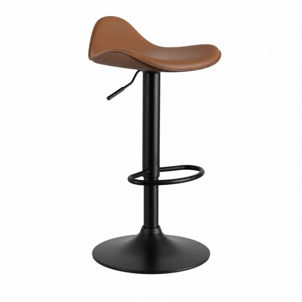 Barhocker Braun mit PU-Kunstleder Sitz und Stahlgestell höhenverstellbar 62-83 cm