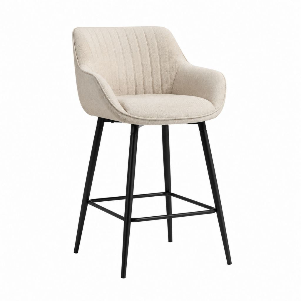 Barhocker mit Armlehnen Beige Polyester Stahlgestell 55 x 57 x 100 cm Sitzhöhe 75 cm