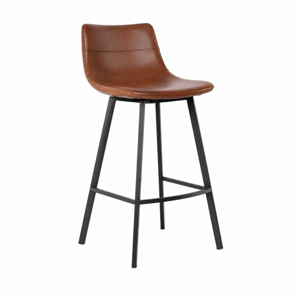 Barhocker Braun mit PU-Kunstleder und Stahlgestell 48 x 52 x 105 cm