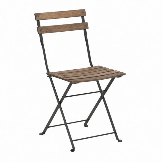 Klappbarer Gartenstuhl Braun aus Akazienholz und Stahl 42 x 49 x 82 cm