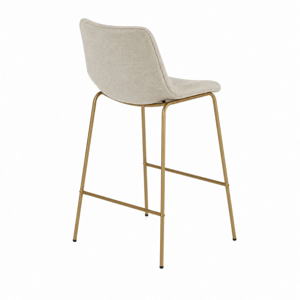 Barhocker Beige mit Polyesterbezug Stahlgestell in Gold 48 x 54 x 98 cm