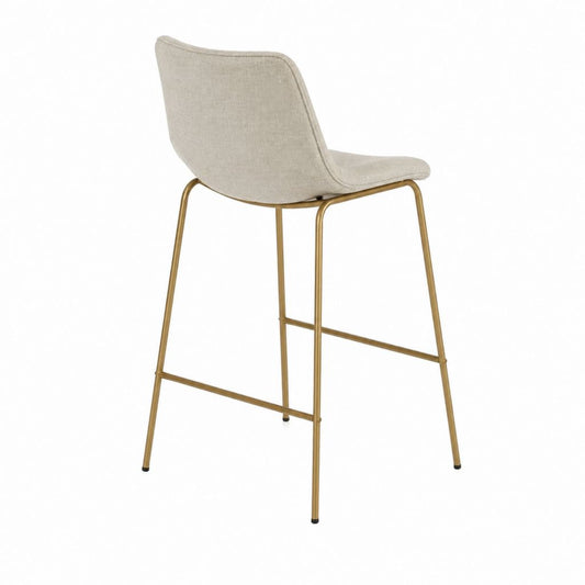 Barhocker Beige mit Polyesterbezug Stahlgestell in Gold 48 x 54 x 98 cm