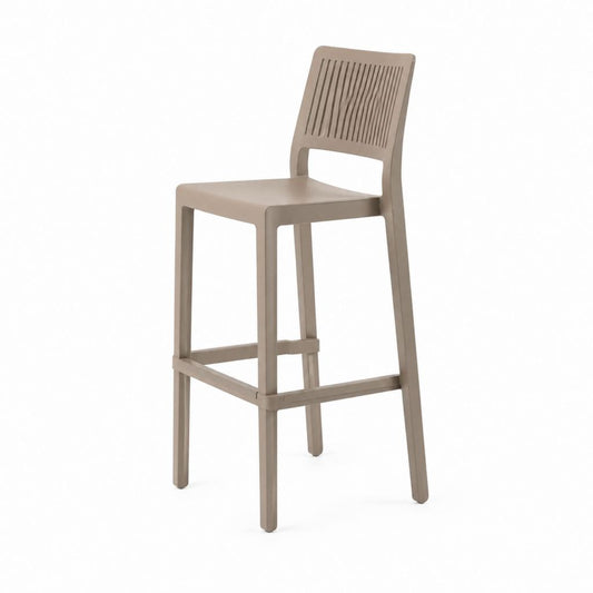 Barhocker mit Rückenlehne Taupe aus Polypropylen rechteckig 46 x 52 x 105 cm Sitzhöhe 75 cm
