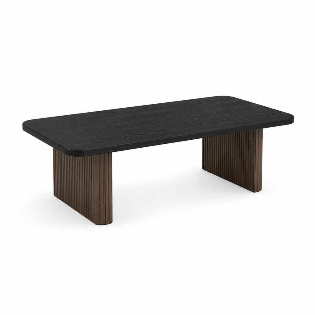 Couchtisch Schwarz Nussbraun MDF mit Eschenfurnier Rechteckig 120 x 60 x 42 cm