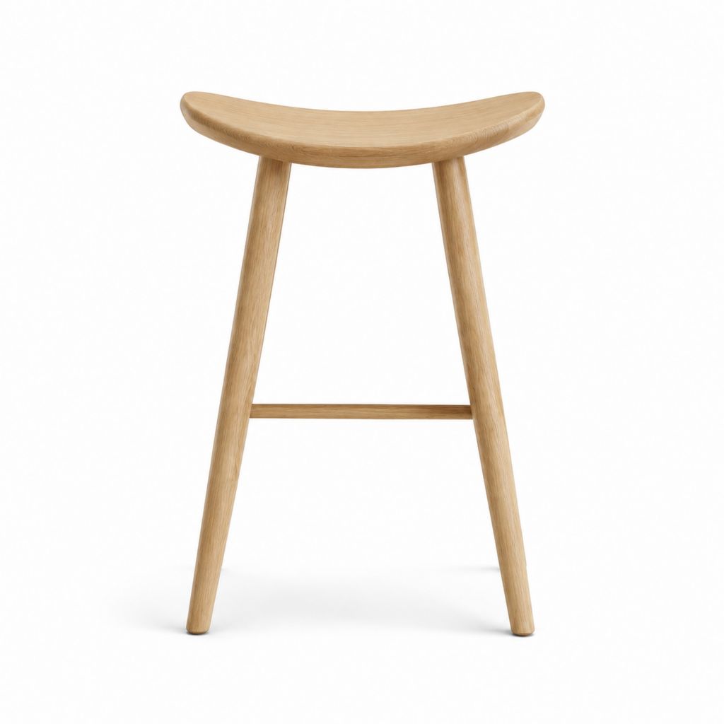 Barhocker aus massiver Eiche Natur mit gebogener Sitzfläche 47 x 39 x 75 cm
