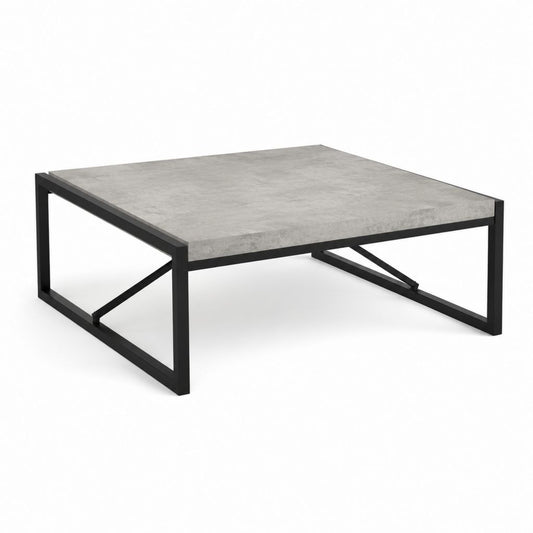 Couchtisch rechteckig Grau Schwarz MDF mit Betonoptik Stahlgestell 100 x 60 x 40 cm
