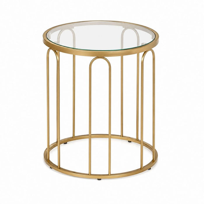 Runder Couchtisch Beistelltisch Gold Stahl Glas Ø 45 x 55 cm