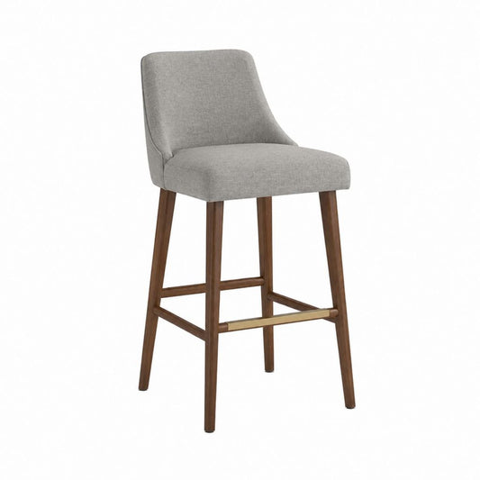 Barhocker Grau mit Polyesterbezug und Massivholzgestell 50 x 55 x 105 cm Sitzhöhe 75 cm